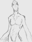  2020 anthro avian bird featureless_crotch line_art magayser male nude pelecaniform shoebill simple_background solo standing white_background 