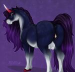  absurd_res anatomically_correct animal_genitalia animal_pussy equid equine equine_pussy female genitals hi_res hooves horn huskii-s mammal purple_tail pussy quadruped red_hooves ruby_(skuggamul) solo unicorn 