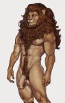  2021 abs anthro ball_tuft balls biceps body_hair brown_eyes chest_tuft claws felid flaccid foreskin genitals hair happy_trail hi_res humanoid_genitalia kingsguard_vn lion long_hair looking_at_viewer male mammal mane muscular muscular_anthro muscular_male navel neck_tuft nipples nude pantherine pecs penis pubes simple_background smile solo standing thebigslick tuft vein veiny_muscles veiny_penis 