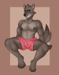  absurd_res anthro black_eyes black_nipples black_nose briefs briefs_only bulge canid canine canis clothing dreamworks eyebrows fur hi_res male mammal moschythehyena mr._wolf_(the_bad_guys) nipples solo the_bad_guys thick_eyebrows underwear wolf 