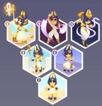  absurd_res animal_crossing ankha_(animal_crossing) anthro blue_hair clothing egyptian felid feline female fur gameplay_mechanics hair hi_res huffslove magic mammal mummy_costume nintendo solo translucent translucent_clothing video_games yellow_body yellow_fur 