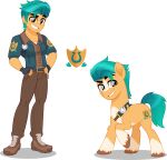  absurd_res alpha_channel alternate_species aquamarine_hair brown_eyes clothing cutie_mark earth_pony equestria_girls equid equine fingerless_gloves gloves handwear hasbro hi_res hitch_trailblazer_(mlp) horse human humanized mammal mlp_g5 my_little_pony orin331 pony sash sheriff sheriff_badge simple_background smile transparent_background turquoise_hair 