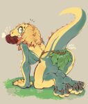 anthro breasts butt capcom claws fanged_wyvern female fingers food genitals hi_res jagras looking_at_viewer monster_hunter nude scalie solo video_games yolabayola1 
