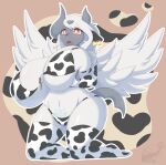  absol anthro bikini clothing cow_print_bikini female generation_3_pokemon hi_res mega_absol mega_evolution nintendo pokemon pokemon_(species) snackbunnii solo spread_wings swimwear tattoo video_games white_body wings womb_tattoo 