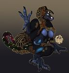  anthro avian avian-king breasts claws cockatrice dinosaur egg european_mythology feathers featureless_breasts female genitals hi_res hybrid mythological_avian mythology non-mammal_breasts nude oviposition pussy reptile scalie solo theropod 