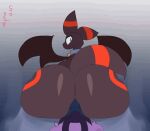  2022 ambiguous_gender animated anthro big_butt biped black_body butt butt_smother cosmic_umbreon digital_media_(artwork) dominant duo eeveelution facesitting generation_2_pokemon huge_butt hyper hyper_butt legendary_pokemon looking_back mammal nintendo nude pokemon pokemon_(species) rear_view simple_background smile smothering suicune umbreon uromatsu video_games wide_hips wings 