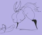  absurd_res anthro arthropod ber00 big_breasts big_butt big_penis breasts butt cloak clothing female genitals hi_res holding_breast hollow_knight hollow_knight_(character) horn huge_breasts huge_penis male penis protagonist_(hollow_knight) sibling size_difference smaller_male team_cherry vessel_(species) video_games wide_hips 