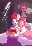  &lt;3 absurd_res bed bodily_fluids book canid canine canis cloudpuff_(mlp) domestic_dog equid equine furniture hasbro hi_res lightning mammal mlp_g5 my_little_pony on_bed pegasus pipp_petals_(mlp) pomeranian raining scribble-potato spitz tears wings zipp_storm_(mlp) 