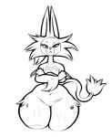  ambiguous_gender anthro biped box_(hajimeyou654) claws crossed_arms digital_media_(artwork) domestic_cat fakemon felid feline felis frown fur legendark long_tail looking_at_viewer magic_user mammal simple_background solo thick_thighs video_games wide_hips witch 