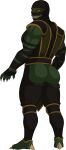  absurd_res animal_humanoid anthro barefoot butt clothing feet grin hi_res humanoid looking_back male mortal_kombat orange_eyes presenting presenting_hindquarters reptile_(mortal_kombat) scalie scalie_humanoid smile sparksstars teeth torn_clothing video_games 