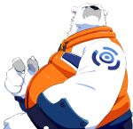  2022 anthro belly big_belly black_nose clothed clothing gokrakstyle hi_res humanoid_hands kemono male mammal overweight overweight_male polar_bear simple_background solo ursid ursine white_body 