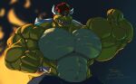 abs absurd_res anthro biceps big_muscles bottomwear bowser claws clothing fire flexing hair hi_res horn huge_muscles koopa male mario_bros muscular muscular_anthro muscular_male nintendo pants pecs red_eyes red_hair reptile scalie shaded shell smile smirk solo teeth the_super_mario_bros_movie turtle unusualboo54 video_games yellow_body 