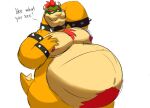  2021 anthro armband belly belly_hair belly_tuft big_belly body_hair bowser bracelet breasts chest_hair chest_tuft collar dialogue dragon hair hand_behind_head hand_on_breast hand_on_moob horn jewelry koopa looking_at_viewer male mario_bros moobs mouth_closed navel nintendo nipples nude obese obese_anthro obese_male overweight overweight_anthro overweight_male pose praceph red_hair scalie smile smiling_at_viewer solo spiked_armband spiked_bracelet spiked_collar spiked_tail spikes spikes_(anatomy) standing talking_to_viewer text tuft video_games 