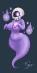  big_breasts big_butt bone breasts butt cute_expression digital_media_(artwork) female ghost halloween hi_res holidays looking_at_viewer not_furry nude simple_background skull skull_head solo spirit tekandprieda_(artist) the_rune_tapper whisper_(tekandprieda) wide_hips 