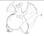  2021 anthro belly big_belly charizard claws dragon fangs fire flaming_tail generation_1_pokemon hand_on_stomach horn male narrowed_eyes nintendo obese obese_anthro obese_male overweight overweight_anthro overweight_male pokemon pokemon_(species) praceph raised_tail scalie smile solo spread_legs spread_wings spreading toe_claws video_games wings 