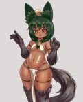  4_fingers animal_arms animal_humanoid animal_legs anubis_(mge) belly belly_markings biped black_body black_fur black_tail blush bottomwear braided_hair breasts brown_body brown_skin canid canid_humanoid canine canine_humanoid clothed clothing colored cute_fangs dark_body dark_skin digital_media_(artwork) elbow_tuft eyelashes female fingers fluffy fluffy_tail front_view fur glistening glistening_body glistening_skin green_ears green_hair green_inner_ear green_inner_ear_fluff grey_background hair hi_res humanoid humanoid_hands inner_ear_fluff jackal_humanoid legband loincloth looking_at_viewer mammal mammal_humanoid markings midriff monotone_body monotone_ears monotone_fur monotone_hair monotone_tail monster_girl_(genre) monster_girl_encyclopedia navel open_mouth pear-shaped_figure portrait pupils red_eyes shaded simple_background skimpy skindentation small_breasts solo standing thatnav thighband three-quarter_portrait topwear tuft uraeus white_clothing white_loincloth white_markings white_pupils white_topwear wide_hips 