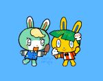  animal_crossing anthro blue_body blue_fur blue_nose blush chocolate_ice_cream clothing cottonsprout dessert eyes_closed food fur green_hair hair hi_res ice_cream ice_cream_cone kemono lagomorph leporid male male/male mammal mouth_closed nintendo open_mouth pattern_clothing pattern_shirt pattern_topwear rabbit red_nose ribbons sasha_(animal_crossing) school_uniform shirt simple_background striped_clothing striped_shirt striped_topwear stripes tan_hair toby_(animal_crossing) topwear uniform video_games yellow_body yellow_fur 