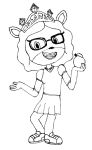  11:18 2022 anthro biped clothing crown dress eyewear female food footwear fruit full-length_portrait glasses holding_food holding_fruit holding_object jewelry looking_at_viewer macropod mammal marsupial monochrome necklace open_mouth pazymomo pen_(artwork) plant portrait potoroo shanny_(divagirl95) shoes solo standing tiara traditional_media_(artwork) 