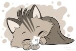  44_cats bedding blanket boss_(44_cats) claws corgi_(artist) cute_expression domestic_cat felid feline felis feral male mammal markings punk_hair sleeping smile solo striped_markings stripes 