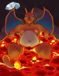  absurd_res belly biggslorp charizard chubby_male digital_media_(artwork) dragon fire generation_1_pokemon hi_res lava looking_at_viewer male membrane_(anatomy) membranous_wings nintendo nipples nude orange_body overweight overweight_male pokemon pokemon_(species) reptile scalie slightly_chubby smile solo video_games wings 
