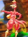  anthro athletic athletic_female avian banjo-kazooie big_breasts big_butt bird breasts breegull butt curvaceous curvy_figure feathers female genitals hi_res huge_breasts kazooie looking_at_viewer looking_back nintendo outside public public_nudity pussy rareware seaside side_boob solo thick_thighs trias video_games voluptuous wide_hips 