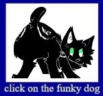  ambiguous_gender black_body black_fur butt canid canine canis click_on_the_funky_dog docked_tail english_text feral fur green_eyes jamsire lineless looking_at_viewer looking_back mammal markings presenting presenting_hindquarters raised_tail short_tail smug solo spooksey_(jamsire) text white_markings wolf 