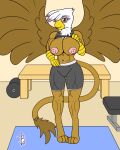  4:5 abs absurd_res anthro anthrofied avian big_breasts breasts cleavage clothed clothing female flashing friendship_is_magic gilda_(mlp) gryphon hasbro hi_res huge_breasts jbgryph looking_at_viewer muscular muscular_female my_little_pony mythological_avian mythology smile solo 