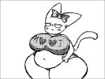  4chan black_and_white breasts felid feline female mammal monochrome moot overweight overweight_female simple_background solo unknown_artist white_background wide_hips 