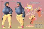  absurd_res all-starwarrior all-starwarriors anthro belly big_breasts bodily_fluids breasts chain chain_chomp character_name clothed clothing english_text fara_(all-starwarriors) farigiraf female generation_9_pokemon giraffe giraffid hi_res holding_object holding_phone long_neck mammal mario_bros model_sheet navel nintendo phone pokemon pokemon_(species) sharp_teeth smile solo tears teeth text video_games wide_hips 