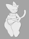  4chan big_butt black_and_white breasts butt clothing crop_top domestic_cat felid feline felis female mammal monochrome moot overweight overweight_female shirt simple_background solo solo_focus thick_thighs topwear under_boob unknown_artist white_background wide_hips 