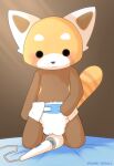  aggressive_retsuko ailurid anthro bed blush bunny_nebula cable diaper furniture hi_res kneeling male mammal masturbation red_panda resasuke sanrio sex_toy shirtless solo vibrator watermark 