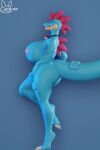  2022 2:3 3d_(artwork) anthro areola big_breasts blue_body breasts butt digital_media_(artwork) female feraligatr generation_2_pokemon huge_breasts looking_at_viewer nintendo nipples nude open_mouth pokemon pokemon_(species) scalie side_boob side_view simple_background smile solo sticki_bun tongue tongue_out video_games yuki_(evov1) yukigatr_(evov1) 