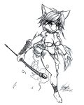  2008 4:5 anthro armor black_and_white bottomwear bracers breasts canid canine choker clothing crown female fox hair jewelry krystal loincloth mammal markings monochrome navel necklace nintendo solo staff star_fox tiara topwear video_games viroveteruscy 