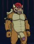  anthro bowser bracelet collar erection genitals hair hi_res humanoid_genitalia humanoid_penis jewelry lewd_latte male mario_bros musclegut necklace nintendo pecs penis red_eyes red_hair solo spiked_collar spikes video_games 