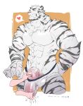  abs anthro arknights blush bodily_fluids boxers_(clothing) bulge bulge_grab clenched_teeth clothing cum cum_inside_clothing cum_on_hand disembodied_hand felid genital_fluids genitals ghost_hands hand_on_penis hi_res human hypergryph looking_pleasured love male male/male mammal mountain_(arknights) muscular muscular_male nails pantherine penis pressed_against_penis scar sensitive_penis solo studio_montagne teeth tiger underwear video_games 
