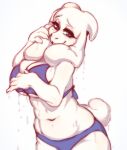  2022 anthro bovid caprine clothing digital_media_(artwork) eyebrows female fingers goat looking_at_viewer mammal navel simple_background solo tolsticot toriel undertale_(series) white_background 
