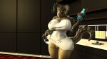  16:9 3d_(artwork) 4k absurd_res anthro argistartist bethesda_softworks big_breasts breasts clothed clothing deathclaw digital_media_(artwork) fallout female genitals hi_res horn pussy scalie solo tongue tongue_out video_games widescreen 