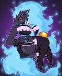  &lt;3 anthro big_butt butt chandelure clothing ero_roxy female fire flaming_hair flaming_tail generation_5_pokemon gloves handwear hi_res hybrid_pokemon inner_ear_fluff legwear lingerie nails nintendo noir orb pokemon pokemon_(species) pseudo_hair solo thick_thighs thigh_highs tuft video_games white_ribbon yellow_eyes zoroark 