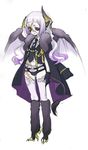  animal_ears armband bat_wings cape cow_ears cow_tail eyepatch fur gloves horns kujou_kiyo long_hair male_focus military military_uniform original otoko_no_ko pointy_ears purple_eyes purple_hair scar shoubuwaka solo tail uniform wings 