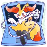 1:1 2024 ambiguous_anthro ambiguous_gender annyui0611 anthro biped blush blush_stickers braixen canid computer computer_mouse digital_drawing_(artwork) digital_media_(artwork) digitigrade dipstick_tail electronics food front_view full-length_portrait generation_6_pokemon hi_res holding_object japanese_description laptop looking_at_viewer mammal markings micro nintendo no_pupils object_in_tail open_mouth open_smile pokemon pokemon_(species) portrait shrimp_(food) simple_background smile snout solo tail tail_markings translated_description