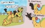 3_toes ambiguous_gender animal_genitalia animal_penis anthro anthro_on_feral anus benadryl_buckshot bestiality bird_wyvern bodily_fluids brown_eyes capcom claws cum cumshot curling_toes dialogue dripping duo ejaculation english_text feet fence feral floating_hands foot_fetish genital_fluids genitals green_body handjob hay hay_bale hi_res impatient lying male male/ambiguous mango_(benadryl_buckshot) monster_hunter motion_lines on_back orange_sclera outside paws penile penis precum precum_drip requesting seikret sex sex_request shaking_legs spread_toes submissive text throbbing throbbing_penis toes twitching