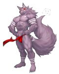 2024 4:5 5_fingers abs anthro arm_tuft biceps big_muscles biped black_bottomwear black_clothing black_loincloth bottomwear canid captainjohkid claws closed_smile clothed clothed_anthro clothed_male clothing deltoids digital_drawing_(artwork) digital_media_(artwork) elbow_tuft eye_markings eyebrows finger_claws fingers fluffy fluffy_tail front_view full-length_portrait fur grey_inner_ear_fluff grey_stripes hands_on_own_hips hi_res inner_ear_fluff loincloth loincloth_only looking_at_viewer male mammal markings monotone_body monotone_fur mouth_closed muscular muscular_anthro muscular_male navel obliques pecs plantigrade portrait pupils purple_body purple_claws purple_fur purple_inner_ear red_bottomwear red_clothing red_eyebrows red_eyes red_loincloth shien_(captainjohkid) simple_background slit_pupils smile snout solo striped_arms striped_body striped_fur striped_legs striped_markings striped_tail stripes tail tail_markings thick_eyebrows topless topless_anthro topless_male tuft white_background white_eyebrows white_markings white_sclera