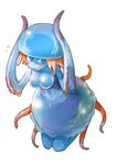  :o blue_eyes blush_stickers copyright_request hands_on_own_head jellyfish monster_girl nanashin navel open_mouth orange_hair solo sweatdrop tentacles 