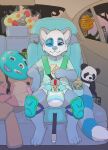 absurd_res ailurid anthro armor bear black_lotus_(flower) candy car car_seat chocolate chocolate_milk clothed clothing dessert detailed_background diaper flavored_milk food garfield_(series) garfield_the_cat giant_panda giraffe giraffid goldfish_crackers grilled_cheese headgear helmet hi_res inside_car inside_vehicle knee_pads komi_pancakes lego male mammal milk plant plushie red_panda sandwich_(food) shirt sippy_cup skateboard solo stargal_galexi t-shirt tired topwear toy tree vehicle wearing_diaper