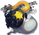 2026 armor big_butt blonde_hair butt butt_grab butt_slap butt_squish clothing crowundeadcat english_text female fused_shadow hair hand_on_butt headgear helmet hi_res huge_butt humanoid imp looking_at_viewer looking_back midna monster_energy multicolored_body nintendo not_furry onomatopoeia prehensile_hair red_eyes slap slapping_own_butt slapping_self smile solo sound_effects squish text the_legend_of_zelda thong twili twilight_princess two_tone_body underwear yellow_sclera
