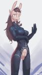 2024 7b7a2f 9:16 absurd_res anthro artist_name biped breasts clothed clothed_anthro clothed_female clothing crotchless_clothing digital_media_(artwork) digital_painting_(artwork) female female_anthro genitals hair hi_res humanoid_hands latex latex_clothing latex_skinsuit long_hair mammal nipple_outline painting_(artwork) simple_background skinsuit solo standing text three-quarter_view tight_clothing unknown_species vulva