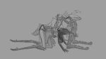 ambiguous_gender anthro arthropod arthropod_abdomen bodily_fluids cogheartflutters cum cum_drip dripping fellatio female genital_fluids group group_sex hair heart_symbol hollow_knight_(franchise) hornet_(hollow_knight) intersex kissing machine monochrome nonbinary_(lore) oral penile phantom_(hollow_knight:_silksong) pulling_hair robot saliva saliva_string second_sentinel sex shaking spider_fangs spitroast spitroast_kiss strapon team_cherry threesome touching_hair trembling trio