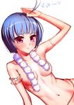  abs bad_id bad_pixiv_id blue_hair breasts copyright_request kanzaki_muyu medium_breasts navel red_eyes skinny solo 
