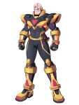  1boy absurdres adapted_costume alternate_costume armor armored_boots bald belt blue_eyes body_armor bodysuit boots commission commissioner_upload covered_abs facial_mark forehead_jewel full_body gauntlets gloves high_collar highres knee_armor mega_man_(series) mega_man_x_(series) muscular muscular_male non-web_source redesign shoulder_armor sigma_(mega_man) smirk transparent_background uta_guipiy 