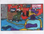 anthro aquatic canid canine canis computer cybernetics cyborg duo electronics english_text fan_character female fish fox hi_res kerfus lgbt_pride linux machine male male/female male/male mammal photo plushie poster pride_colors robot salyut_(artist) shark sitting text transgender_pride_colors wolf xenia_(linux)